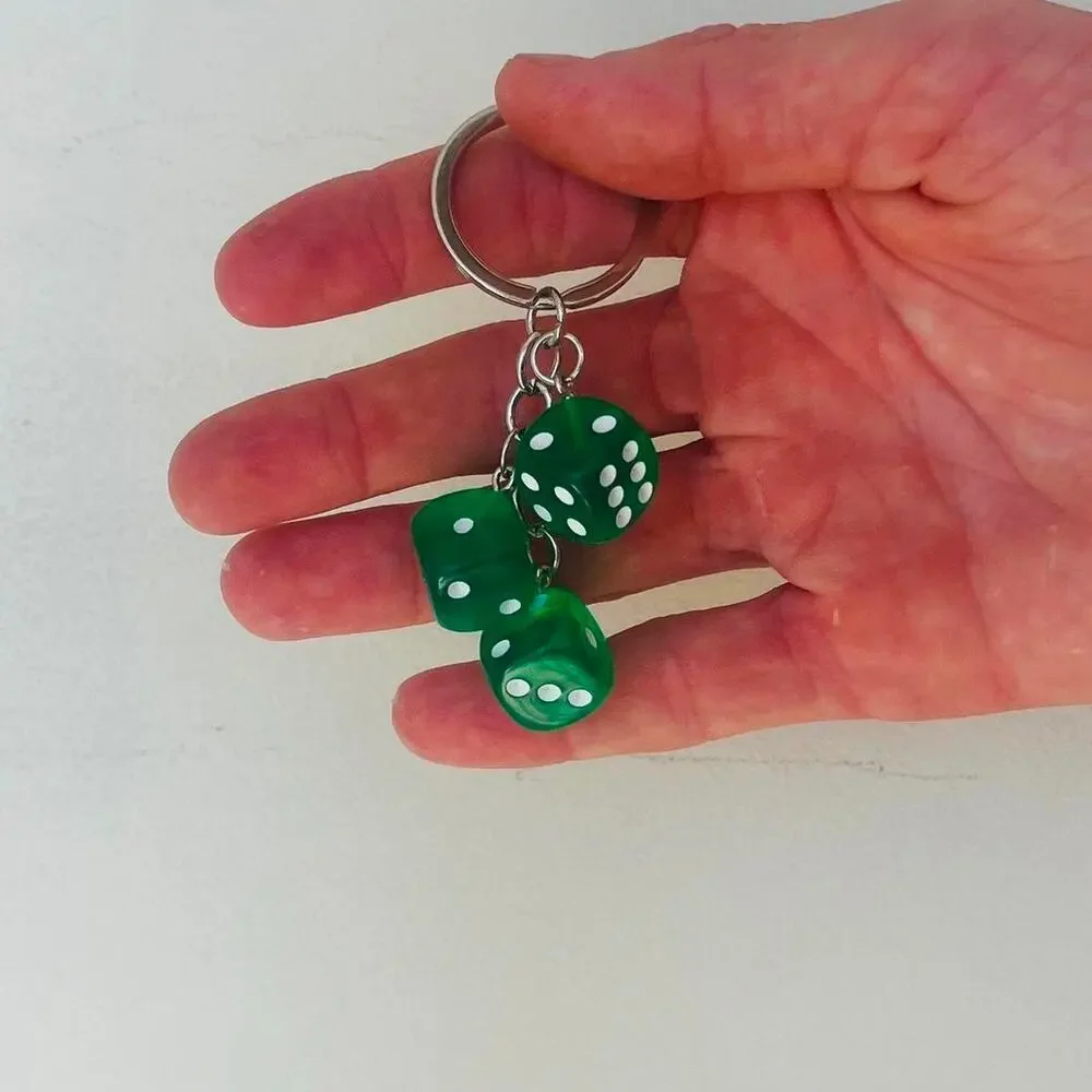 Y2k 2000s vintage style green dice key chain